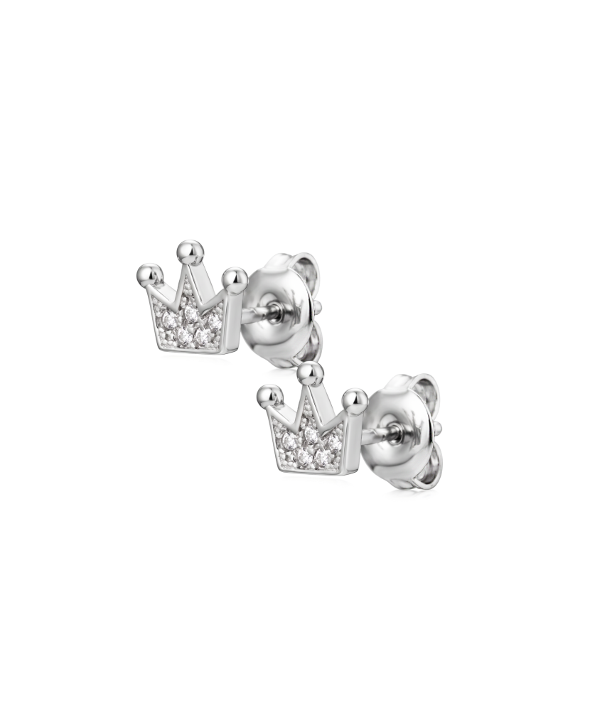 Sterling silver earrings with zircons "crown"
