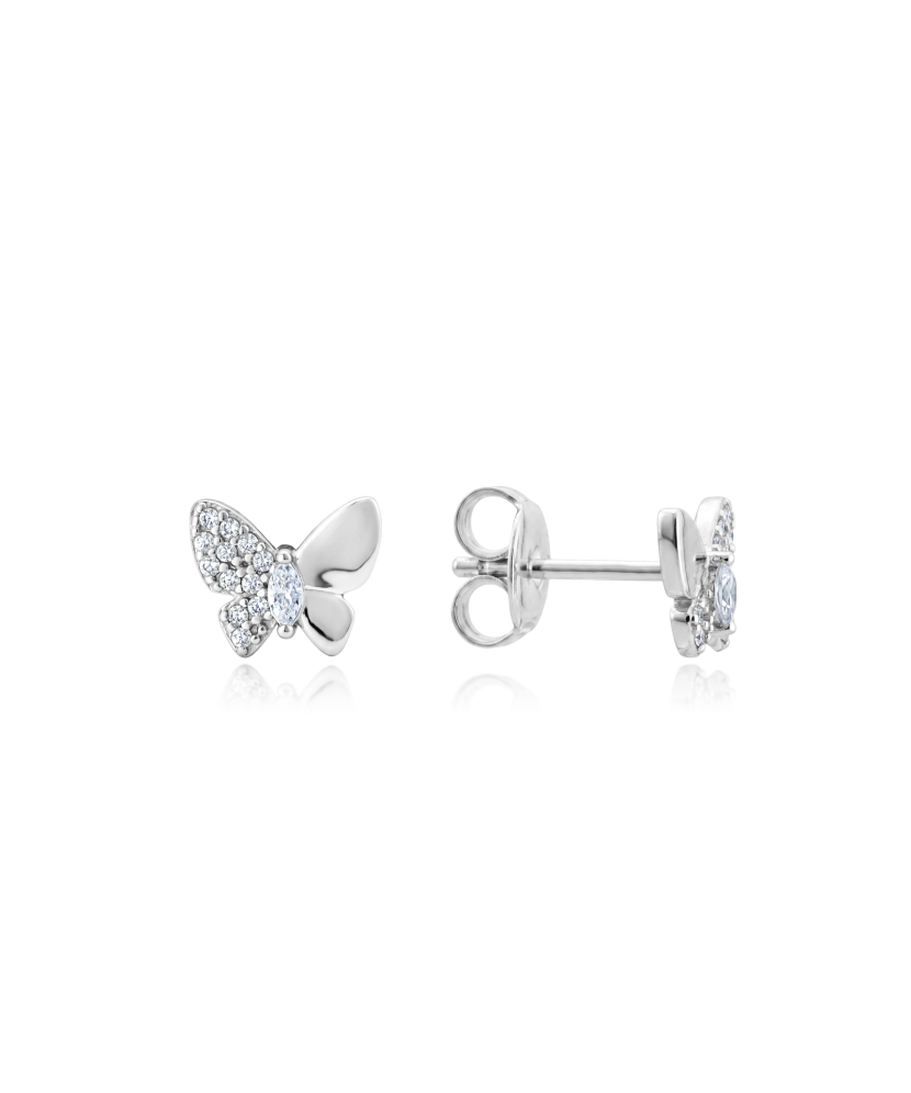 Sterling silver earrings with zircons "Butterflies"