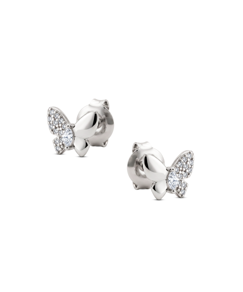 Sterling silver earrings with zircons "Butterflies"
