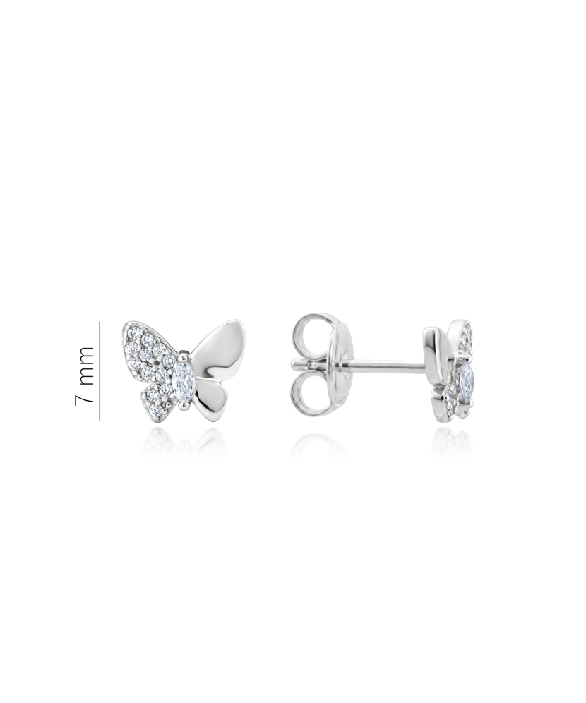 Sterling silver earrings with zircons "Butterflies"