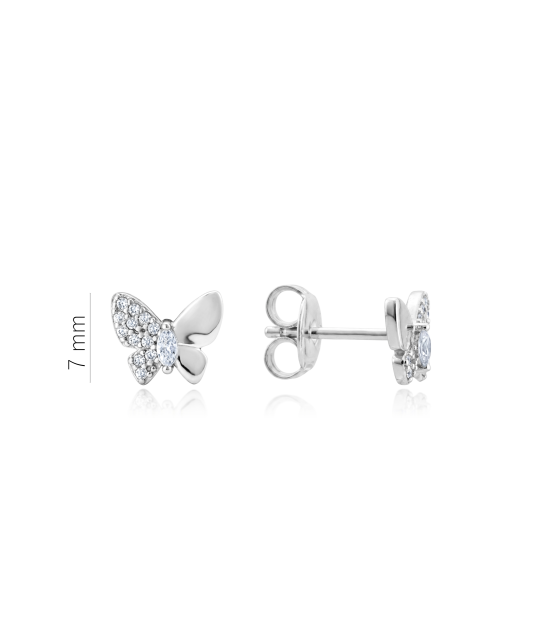 Sterling silver earrings with zircons "Butterflies"