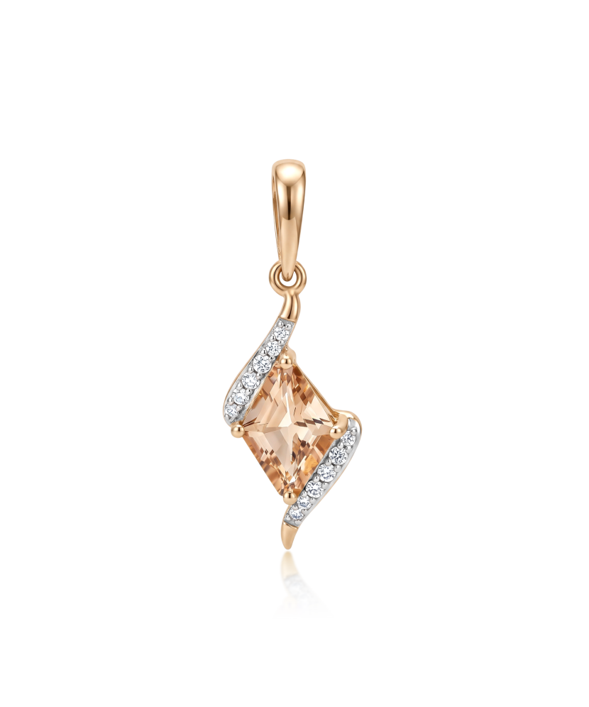 Gold pendant with diamonds and morganite