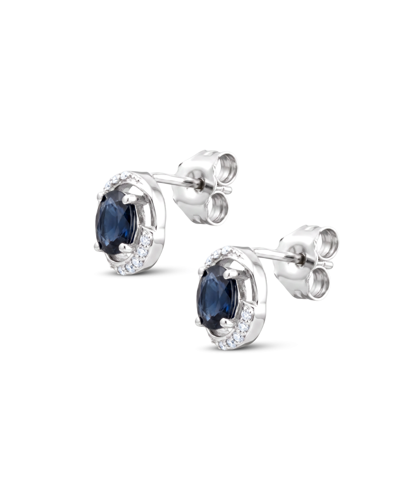 White gold earrings with sapphires and diamonds