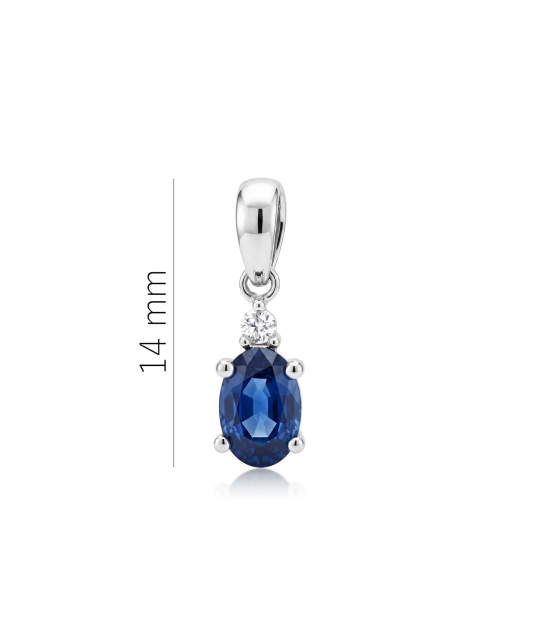White gold pendant with diamonds and sapphire