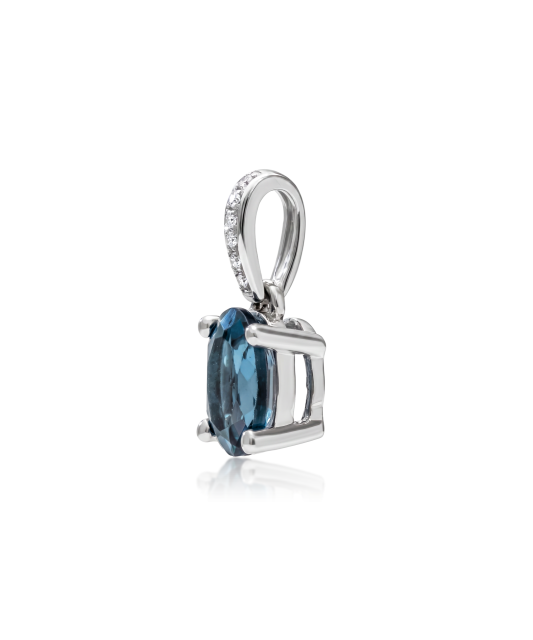 White gold pendant with diamonds and London topaz