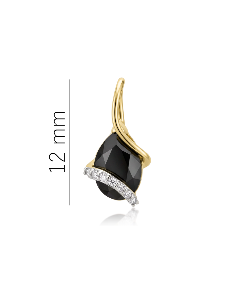 Yellow gold pendant with diamonds and onyx