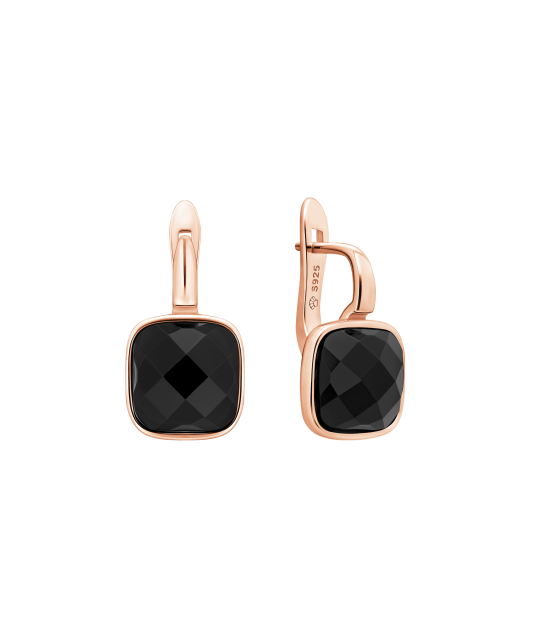 Gold-plated silver earrings with onyx