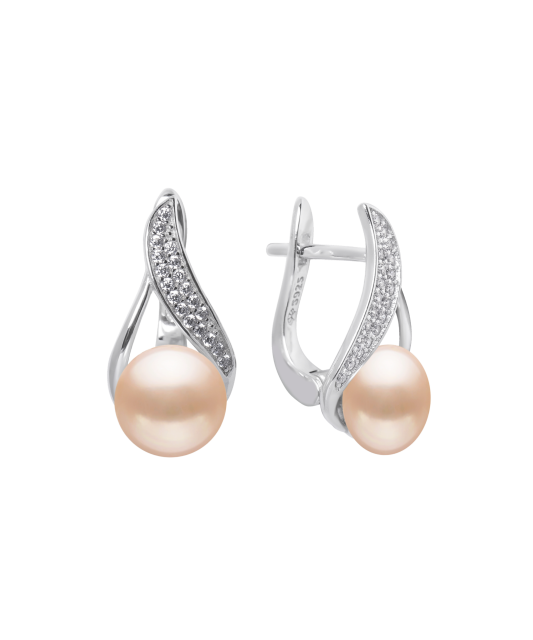 Sterling silver earrings with pearls and zircons