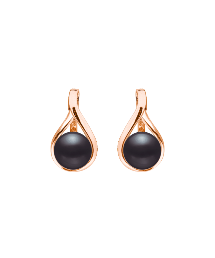 Gilded sterling silver earrings with pearls and zircons