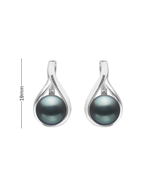 Sterling silver earrings with pearls and zircons