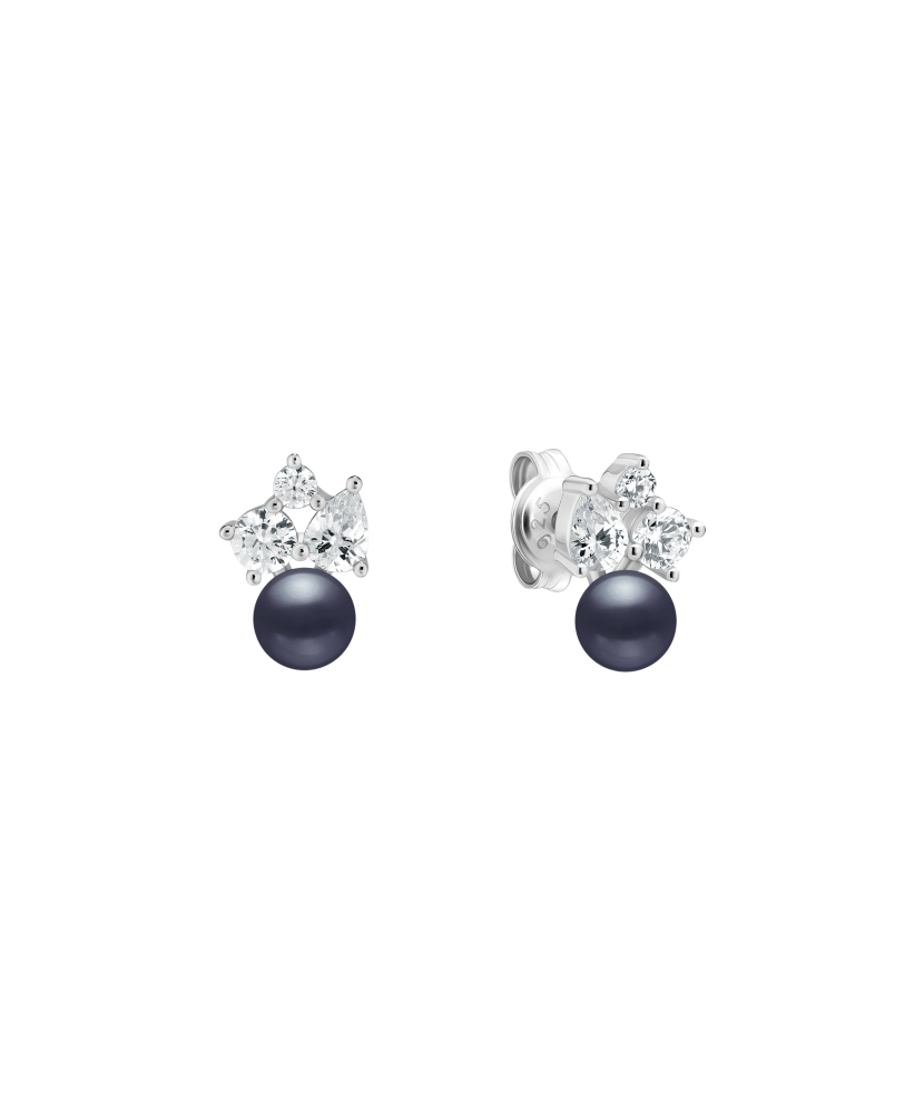 Sterling silver earrings with pearls and zircons