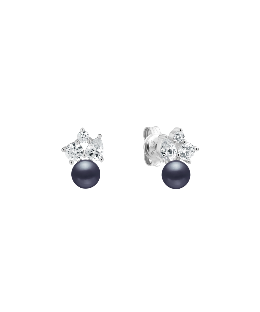 Sterling silver earrings with pearls and zircons