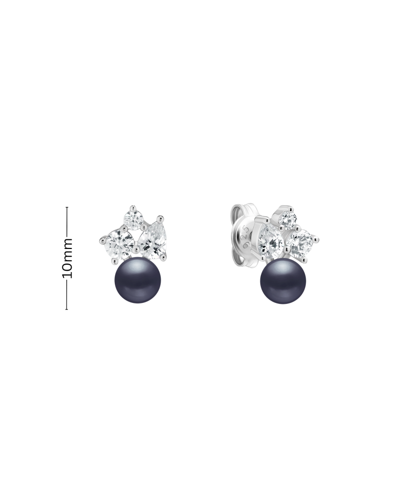 Sterling silver earrings with pearls and zircons
