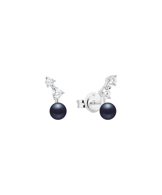 Sterling silver earrings with pearls and zircons