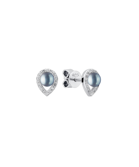 Sterling silver earrings with pearls and zircons