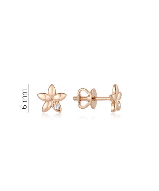 Gold earrings with zircons