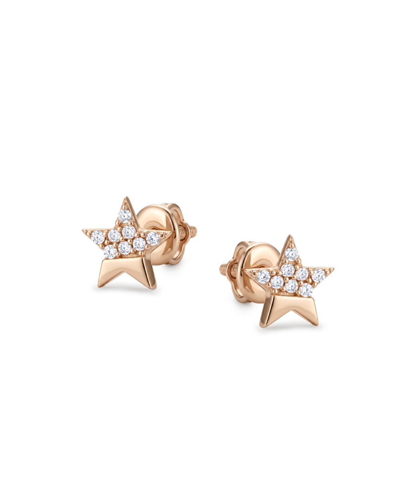 Gold earrings with zircons