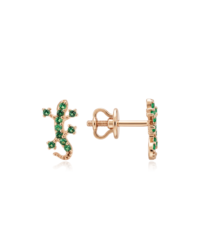 Gold earrings with zircons