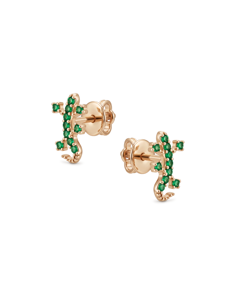 Gold earrings with zircons