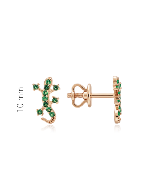 Gold earrings with zircons