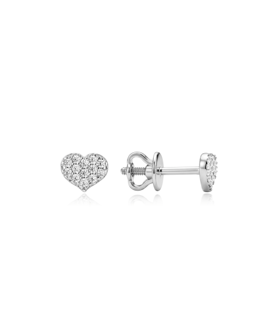 White gold earrings with cubic zirconia “Heart”