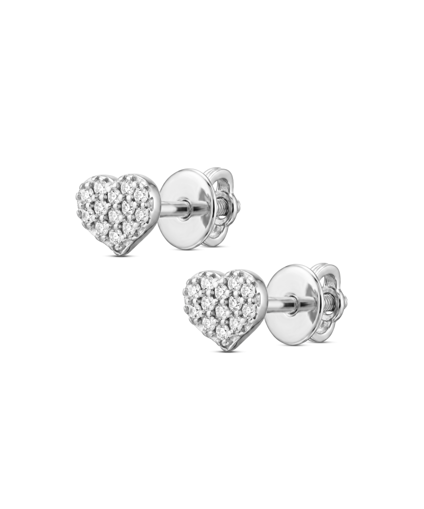White gold earrings with cubic zirconia “Heart”