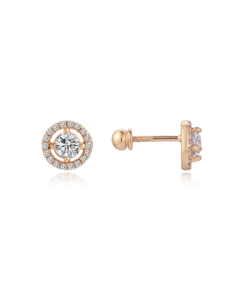 Gold earrings with zircons