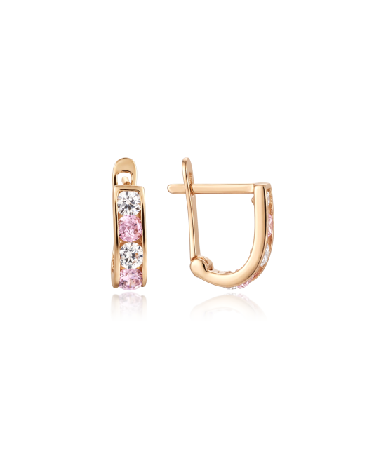 Gold earrings with zircons