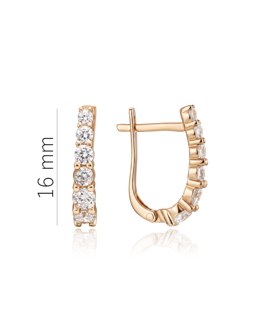 Gold earrings with zircons