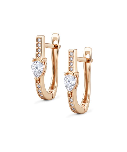 Gold earrings with zircons