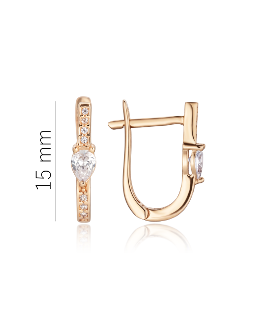 Gold earrings with zircons
