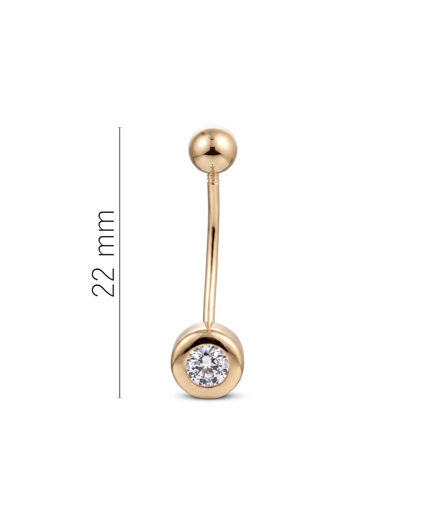 Gold Belly Button Ring with zirconium