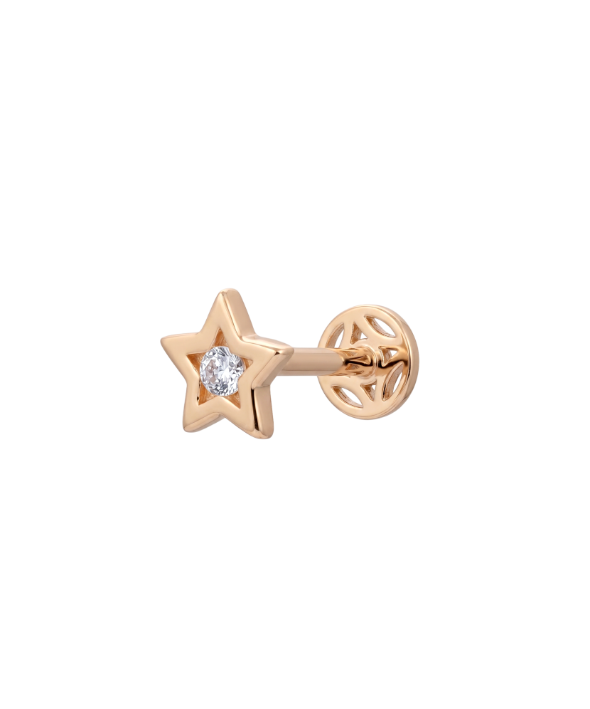Gold single earring with cubic zirconia