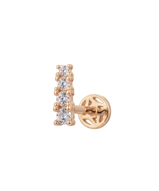 Gold single earring with cubic zirconia