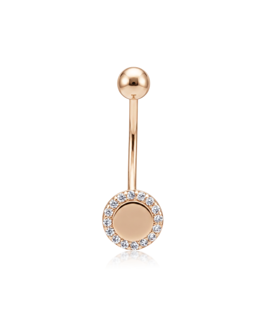 Gold Belly Button Ring with zircons