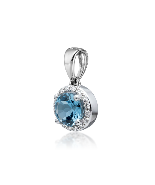White gold pendant with London topaz and diamonds