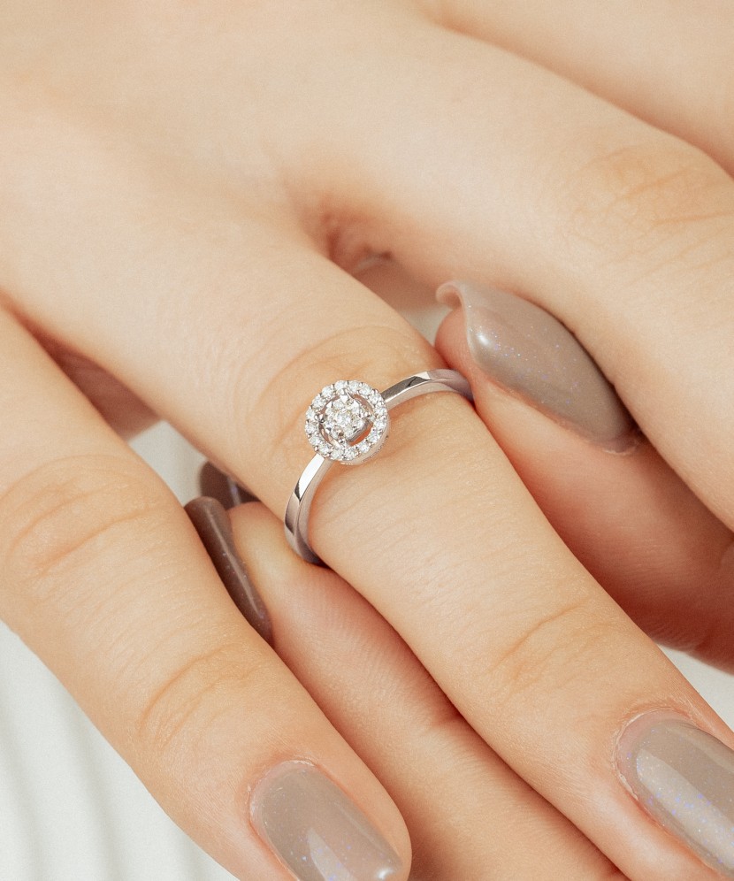 White gold ring with diamonds