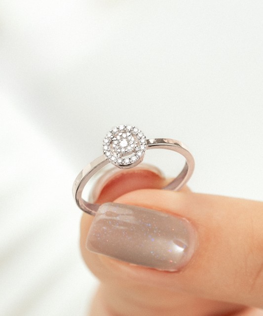 White gold ring with diamonds