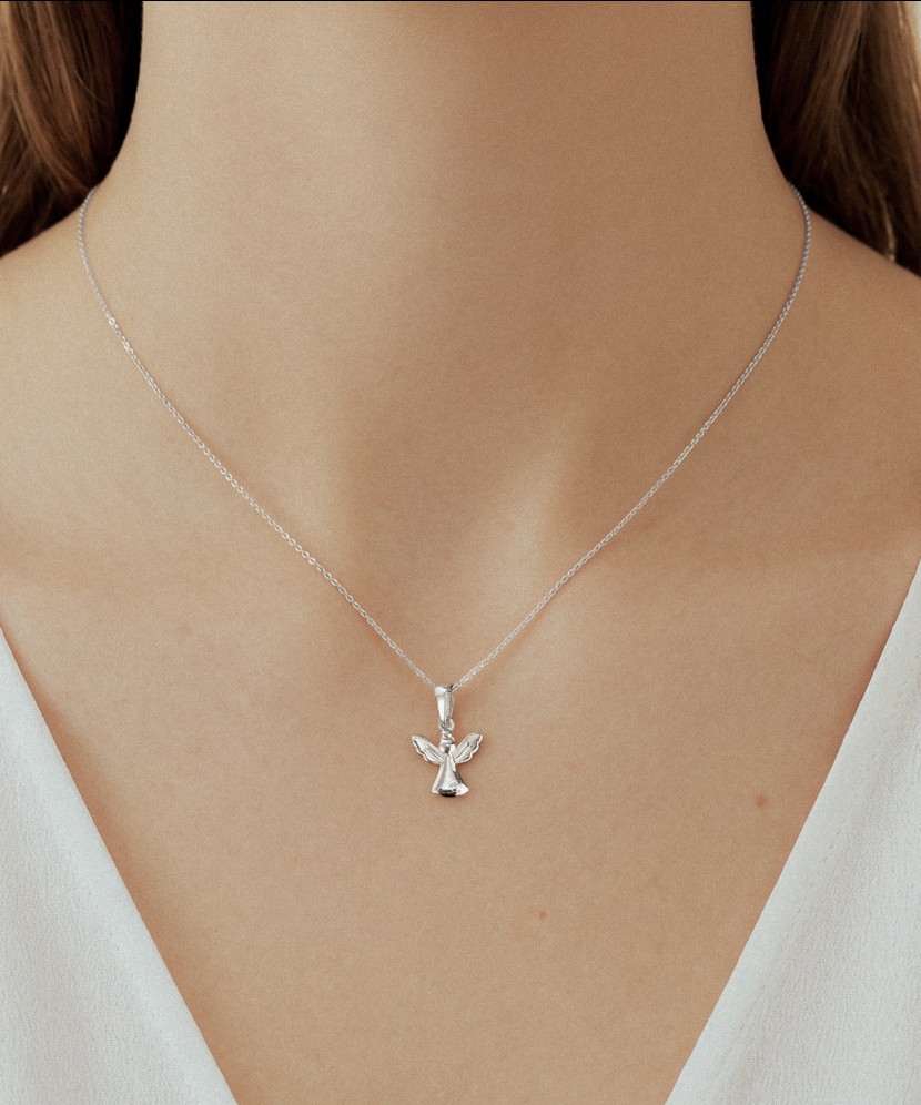White gold pendant with cubic zirconia “Angel”