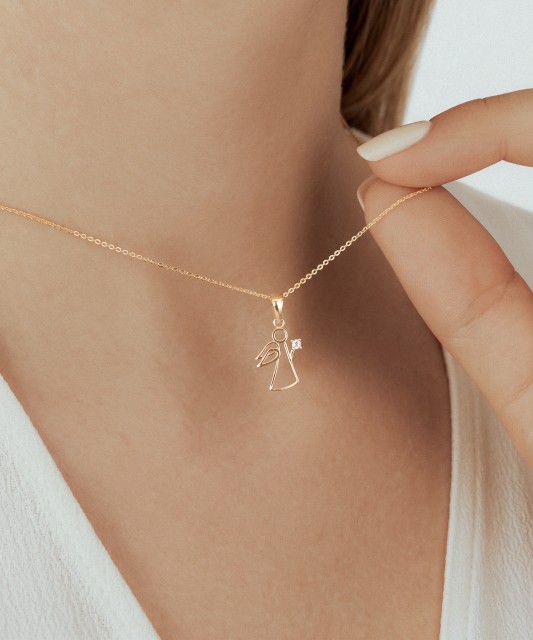 Gold pendant with zirconium "angel"