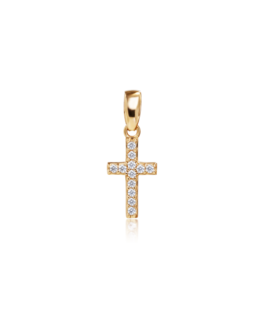 Gold pendant with zircons "cross"