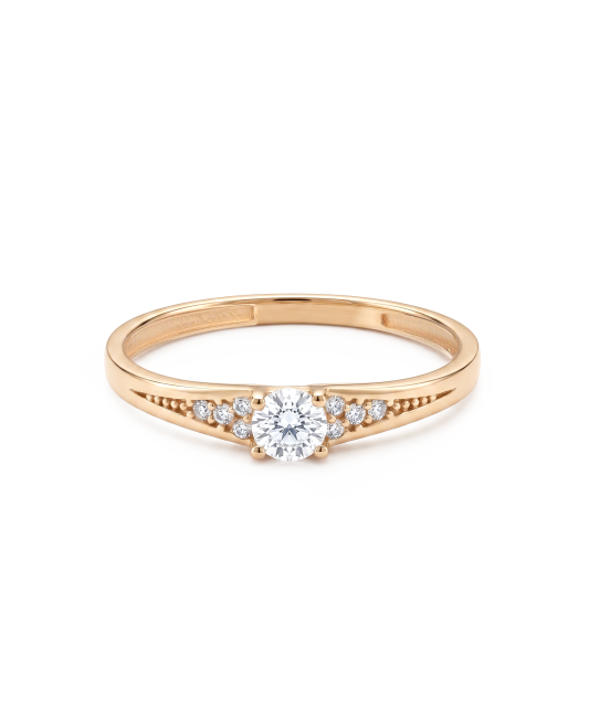 Gold ring with zircons