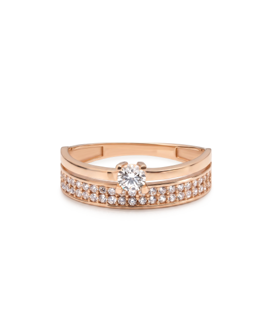 Gold ring with zircons