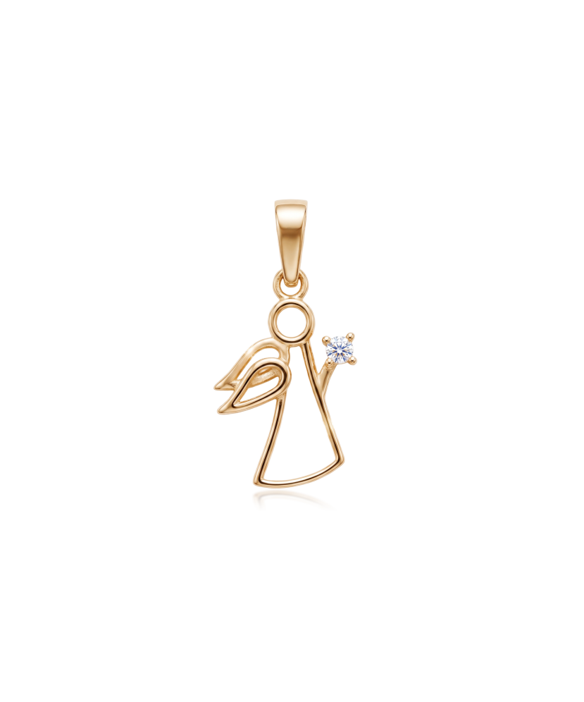 Gold pendant with zirconium "angel"