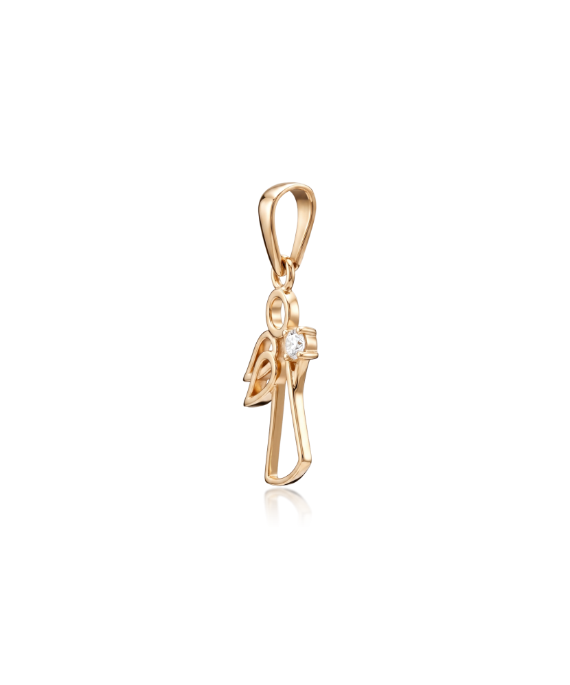 Gold pendant with zirconium "angel"