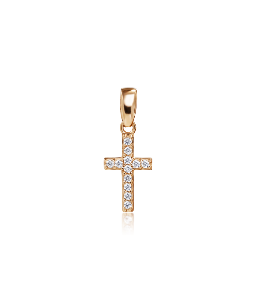 Gold pendant with zircons "cross"