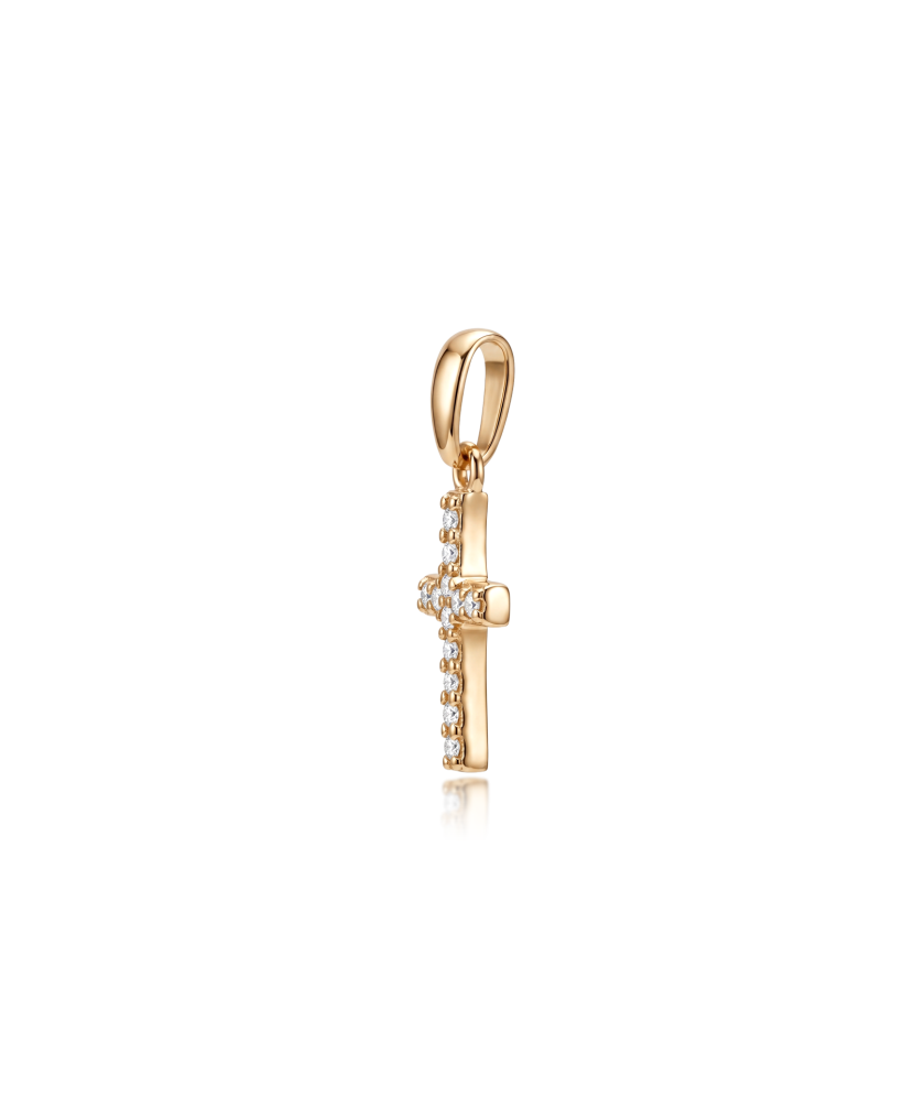Gold pendant with zircons "cross"