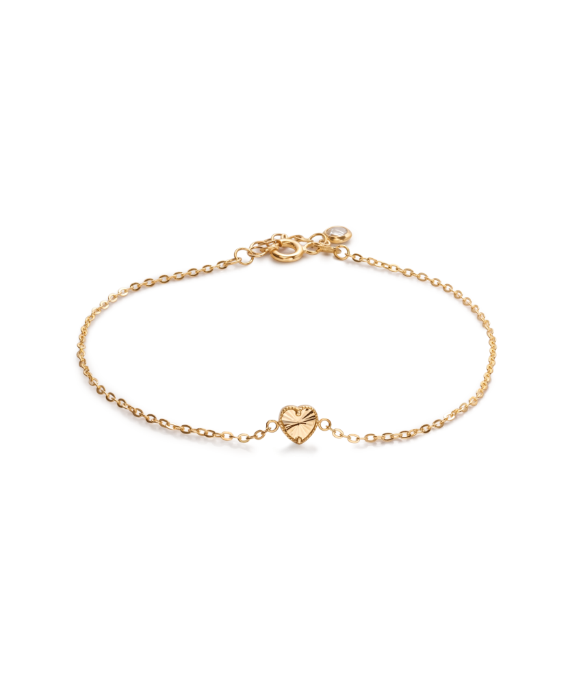 Gold bracelet with zirconia clasp “Heart”