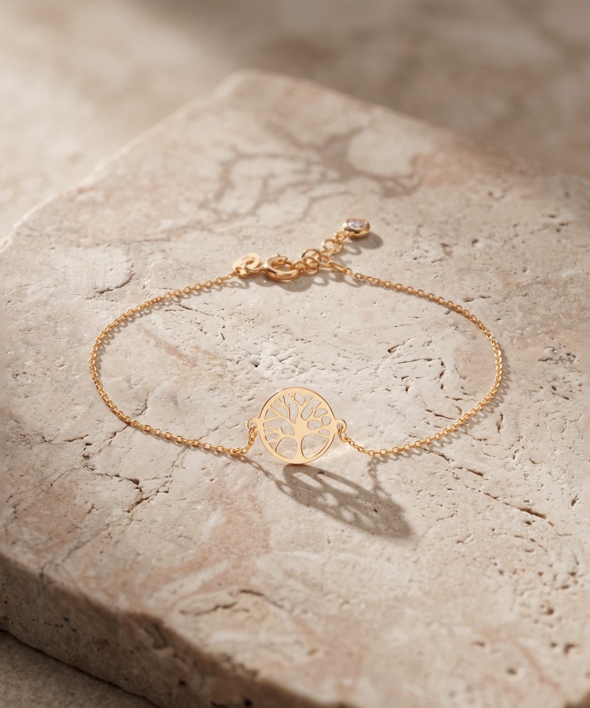 Gold bracelet with zirconia clasp “Tree of Life”