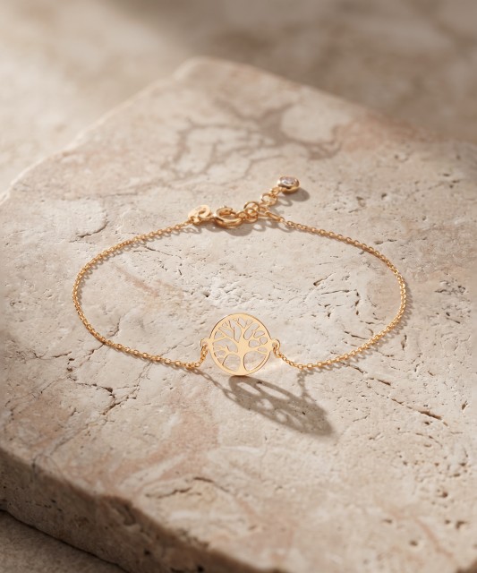 Gold bracelet with zirconia clasp “Tree of Life”
